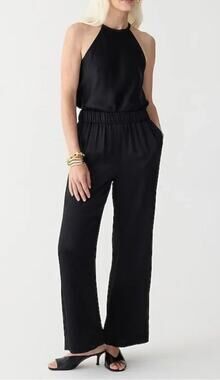 J. Crew Collection Black Astrid Wide-Leg Satin Pull-On Pant Size 8